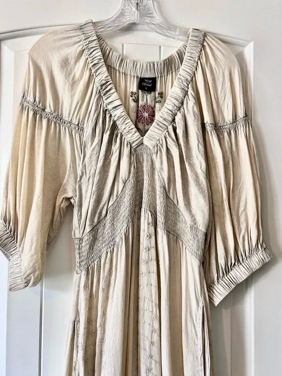 Bohemian Cream Ruffled V-Neck Maxi Dress by Free People - Picture 2 of 6